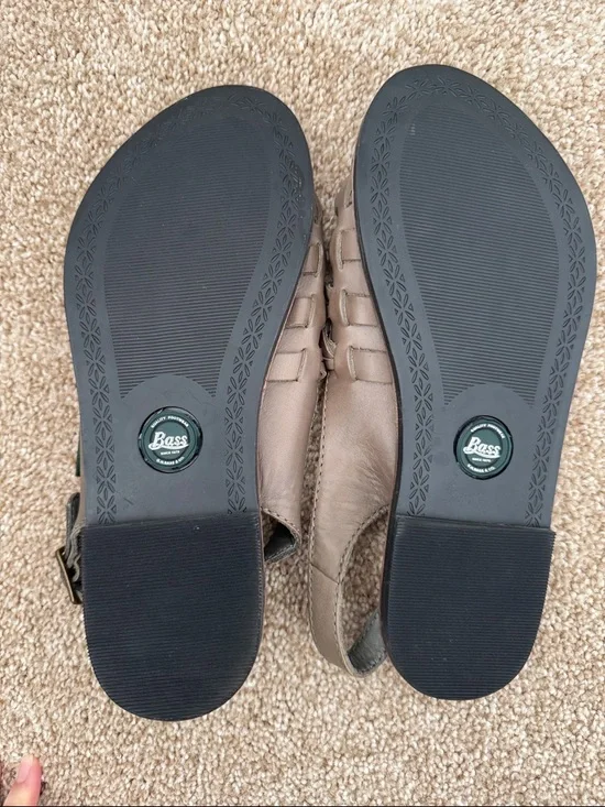 NWOT Bass Brown Braided Leather Slingback Sandals - Picture 3 of 5